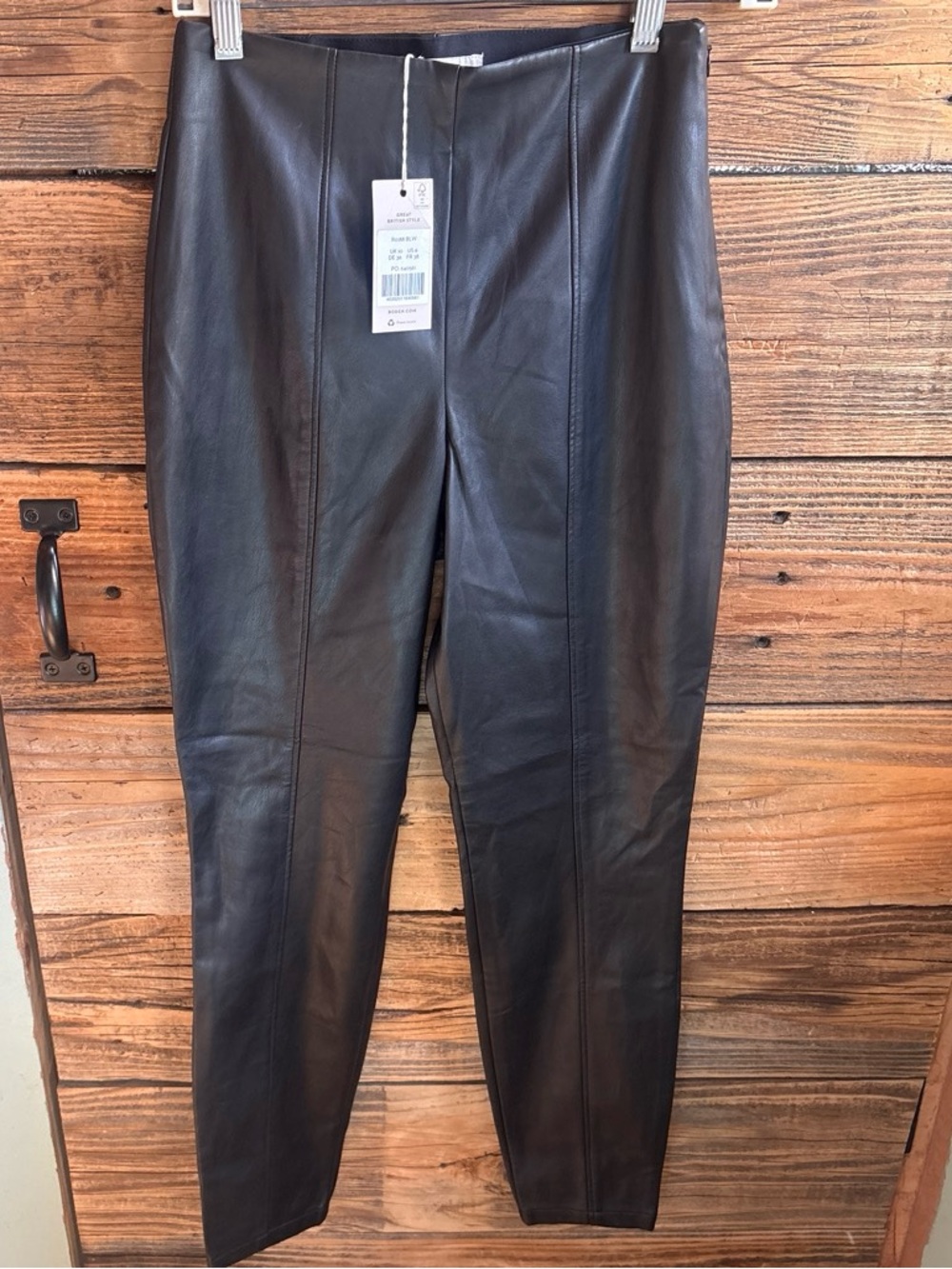 Boden NWT Black Faux-Leather Trousers